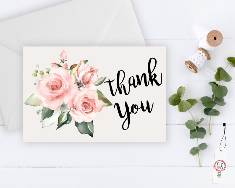 Floral Thank You Card: Printable DIY Notes (PDF, JPEG) image 1