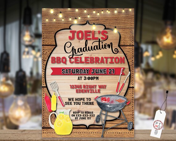 Class of 2023 BBQ Graduation Celebration Invitation Printable Template, Editable Invitation, Graduate Invite, High School, College Grad