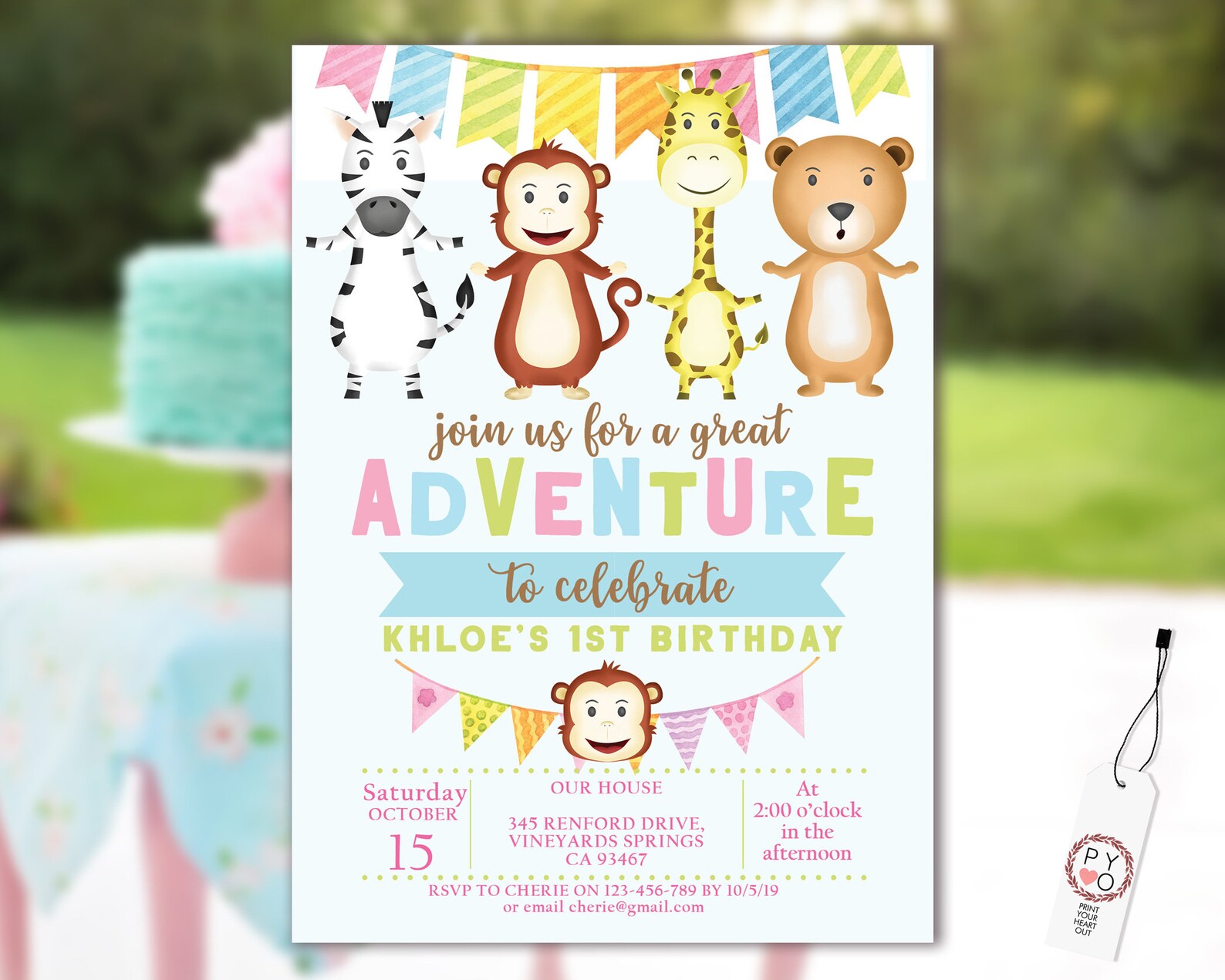 Adventure Animal Birthday Invitation: Safari Party, Editable Template ...