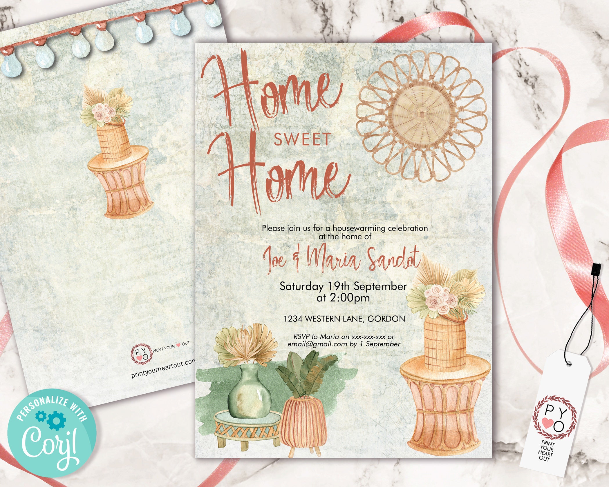 Potted Plants Housewarming Invitations