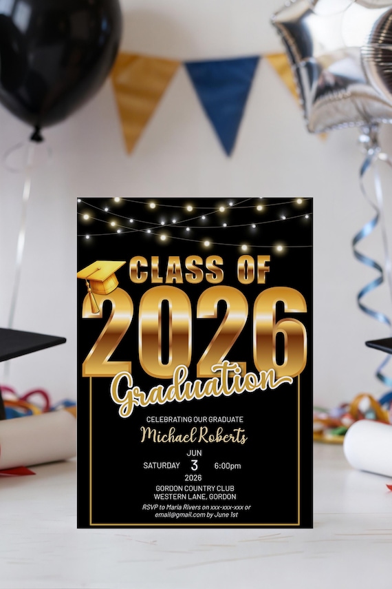 Class of 2026 Graduation Invitation, Editable Celebration Party Template, Senior Announcement, Printable Grad Invite