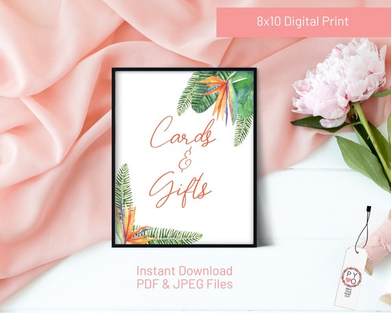 Bird of Paradise Cards And Gifts, Wedding Sign, Gifts Cards, Wedding Cards, Wedding Decor, Table Sign Cards, Reception Sign, Wedding Signs