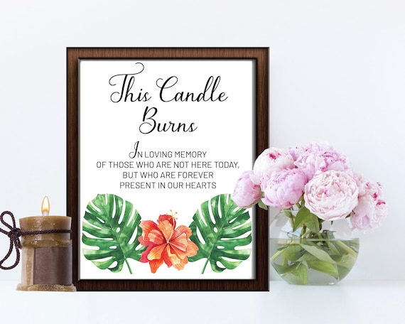 INSTANT DOWNLOAD - Wedding Sign, In Loving Memory Sign, In Our Hearts, Wedding Sign, Memorial Sign, Loving Memory Sign, Tropical Flower Sign