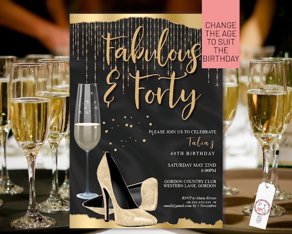 Gold Champagne Glitter Heels Birthday Invitation Printable Template, Elegant Shoes Editable Birthday Party Invitation Women, Printable Card