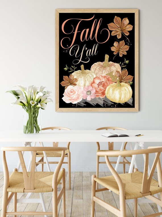 Fall Yall Gold Pumpkins Digital Print | Printable Autumn Art | Fall Art Print | DIY Fall Wall Art | Kitchen Wall Decor | Instant Download