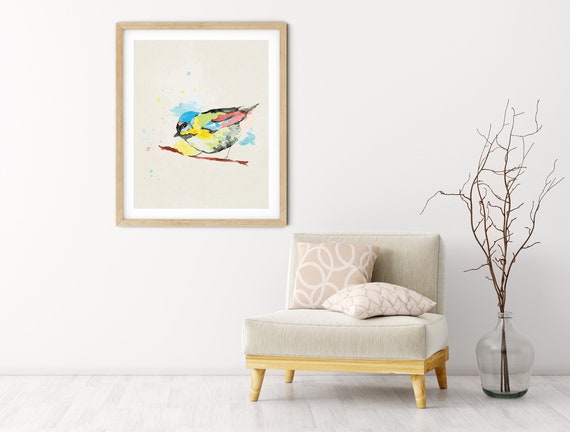 Bird Watercolor Digital Print | Printable  Art | Sparrow Art Print | Bird Wall Art | DIY Wall Art | Bright Bird Art Print | Office Art