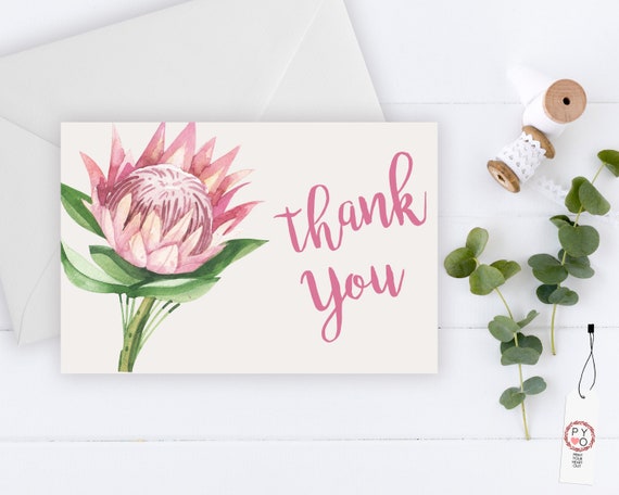 INSTANT DOWNLOAD - Thank You Card, Thank you postcard,Thank yous, Diy thank you card, Protea thank you, Thank you pdf, Thank you notes