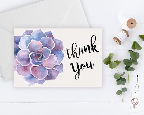 INSTANT DOWNLOAD - Thank You Card, Thank you postcard,Thank yous, Diy thank you card, Succulent thank you, Thank you pdf, Thank you notes