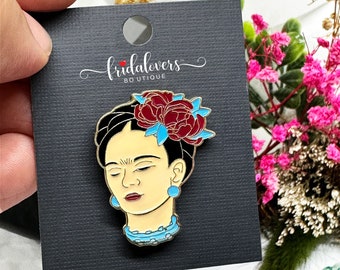 Chic Frida Enamel Pin Mexican Artist Inspired Brooch Floral Women and Girls Frida-Fans Cool Gift Idea Casual Fashion Accessory  Broche Mujer