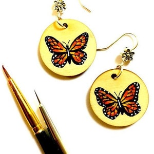 Butterfly Earrings Mexican Folk Art Jewelry HandPainted Wood Monarch Butterfly Earrings Women Dangle Earrings Aretes Mariposa Frida Inspired