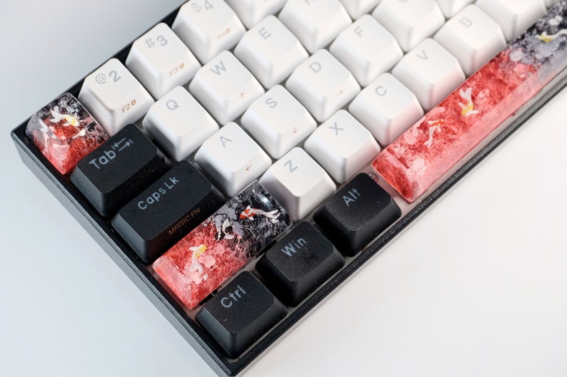 Koi Keycap COMBO SET Handmade Resin Keycap resin artisan Cherry MX keycap Keycap Set, Black Red keycap set, Gifts ideas, gamer gifts 