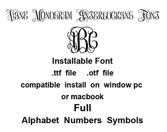 Circle Vine Interlocking Monogram font file .ttf font true type font file installable on PC or Mac cricut letter decor shirt party birthday