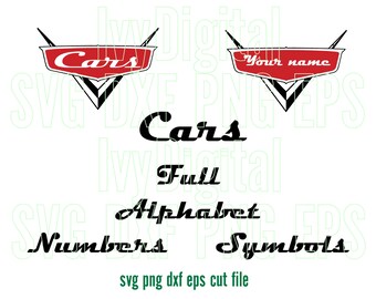 Disney Pixar Cars font SVG Cars Letters Alphabet Number birthday invitation decor party shirt clipart Posters Signs svg png dxf print files