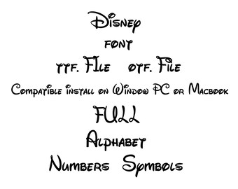 Walt Disney font file ttf otf font true type font installable on PC, Mac Cricut font Download Mickey letters decor shirt gift party birthday