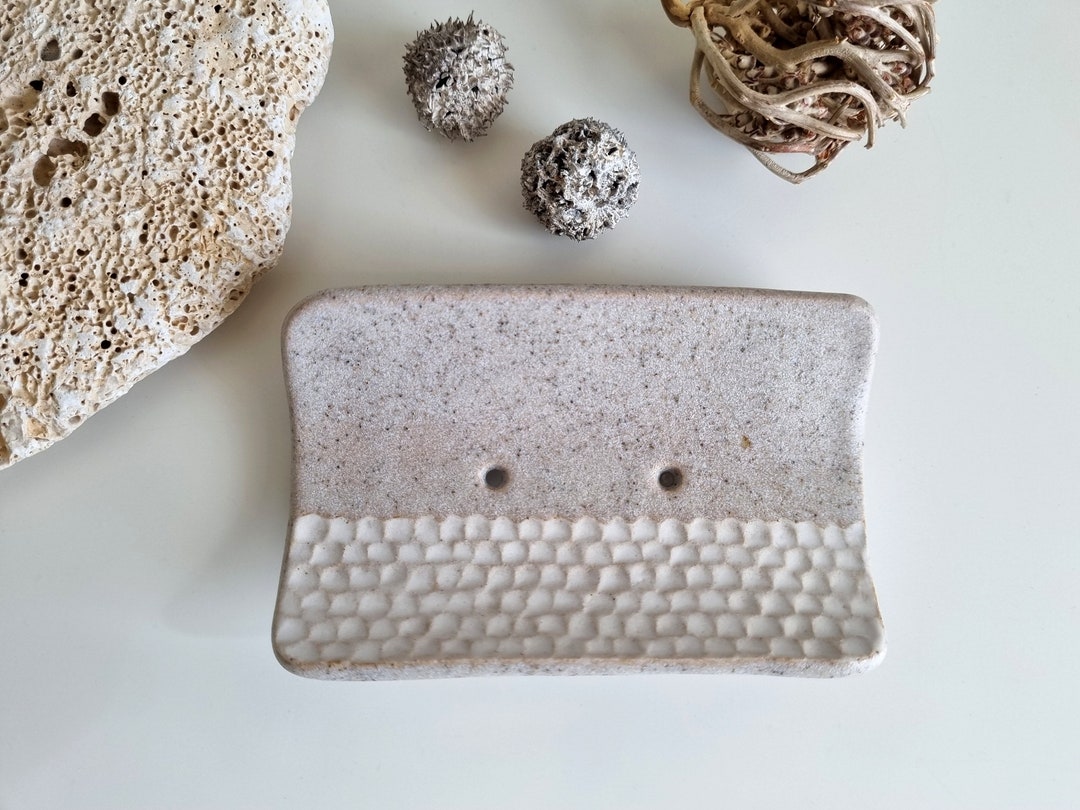 Handmade Ceramic Soap Dish Bathroom Decor Pottery Soap Holder Carved