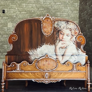 NEW***Full Size Antique Bed Frame/Vintage/Painted/Refinished/Natural Wood/Restored/Ballerina