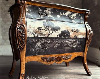 SOLD OUT***Bombe Chest/Refinished/Moody/Rustic/Sepia
