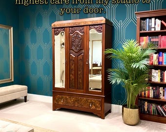 SOLD OUT***Early 19th Century Antique Victorian Walnut Armoire, Wardrobe