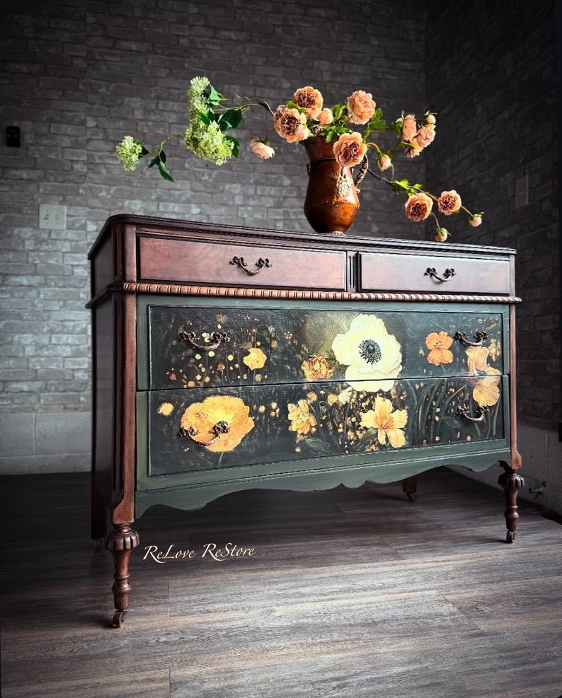 SOLD Out***refinished Vintage Dresser/lowboy/chest of Drawers/antique ...