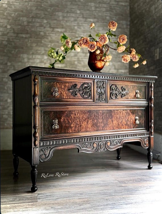 vintage dresser for sale Antique Vintage Inlaid Wood Six Drawer Dresser Antique 4 Drawer Poplar Wood