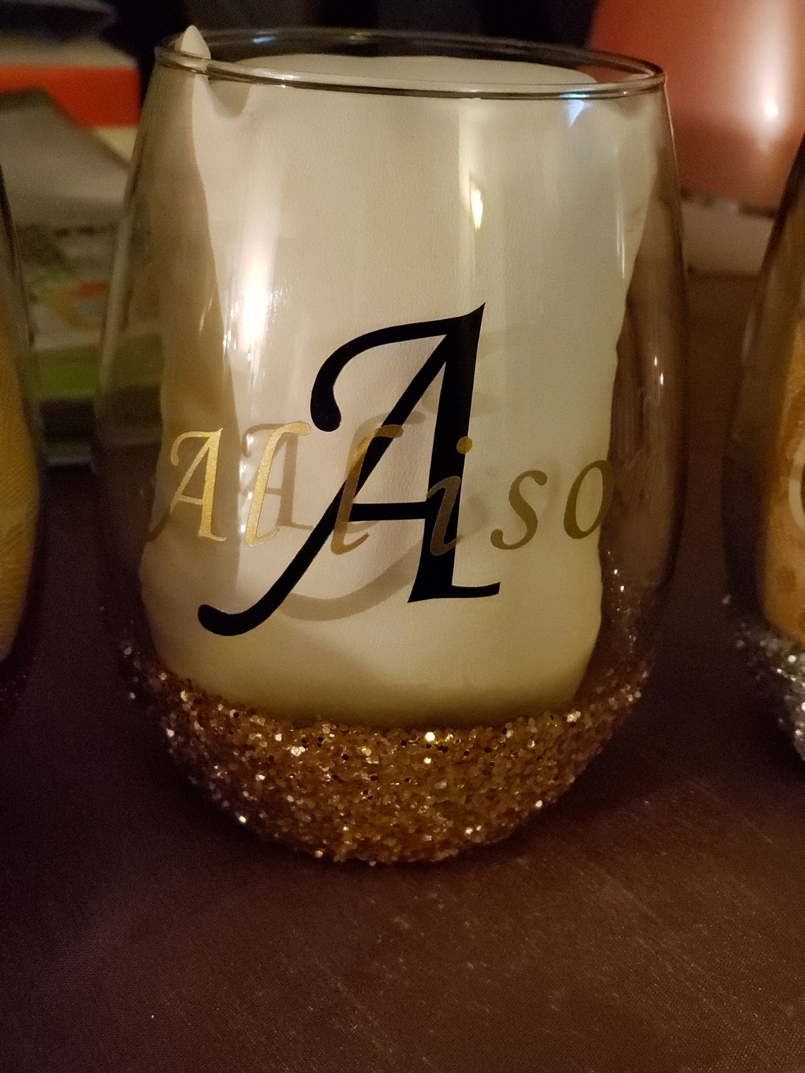 Personalized Dazzling Wine Glass No Stem Etsy