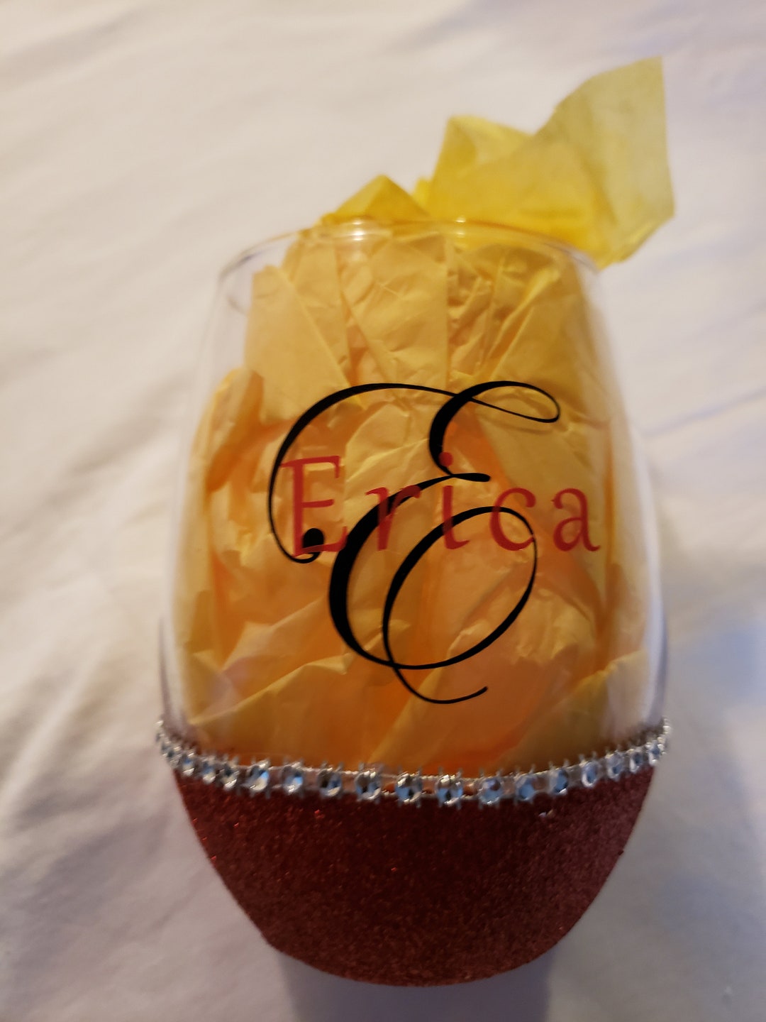 Personalized Dazzling Wine Glass No Stem Etsy