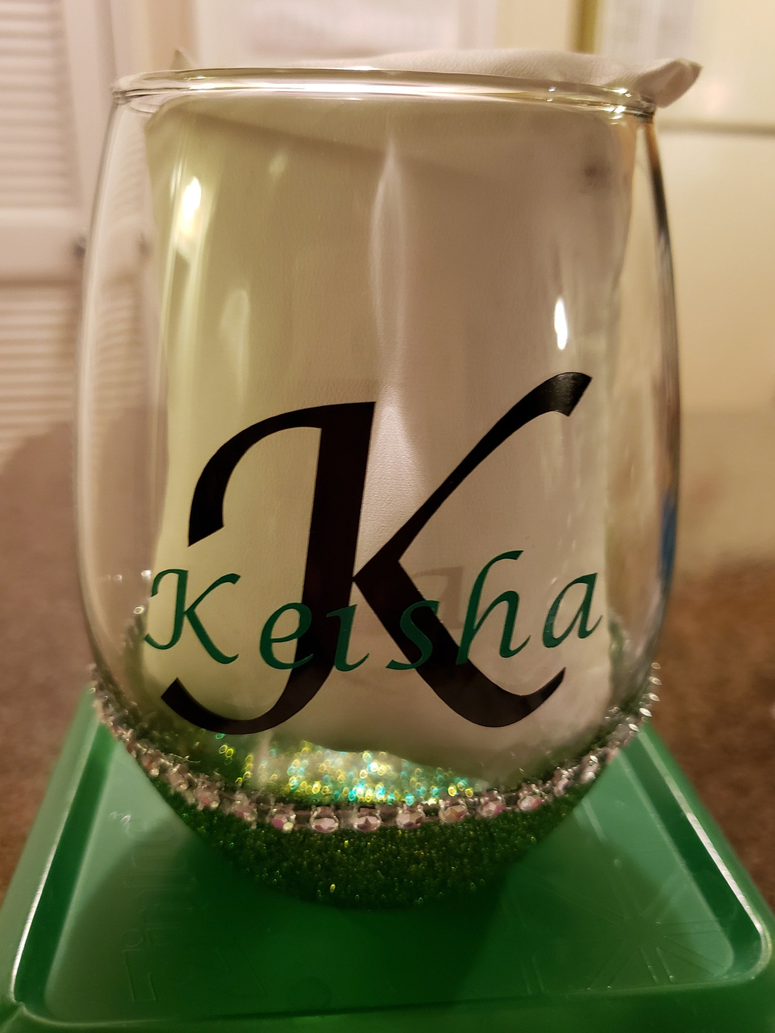 Personalized Dazzling Wine Glass No Stem Etsy