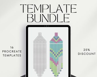 BUNDLE Single + Double Brick Stitch Beading Templates for Tablet, Procreate, ibisPaint X, Design Template, Pattern Making, Printable, ipad
