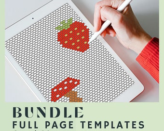 BUNDLE Full Page Beading Templates for Tablet, Procreate, ibisPaint X, Beading Design Template, Peyote, Fringe, Brick Stitch, ipad
