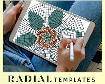 Radial Beading Templates for Tablet, Procreate, ibisPaint X, Beading Design Template, Flat Stitch, Bead Embroidery, Pattern Design, ipad