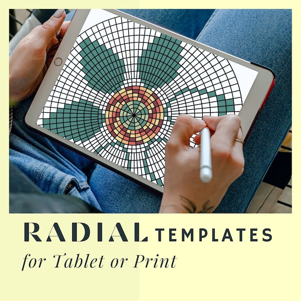 Radial Beading Templates for Tablet, Procreate, ibisPaint X, Beading Design Template, Flat Stitch, Bead Embroidery, Pattern Design, ipad