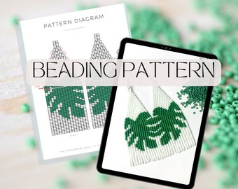 The “Monstera” Pattern Beaded Fringe Earring PDF Ebook + Tutorials, Plant Leaf Beading, Digital Download