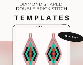 Diamond Double Brick Stitch Earring Beading Templates for Tablet, Procreate, ibisPaint X, Beading Design Template, ipad