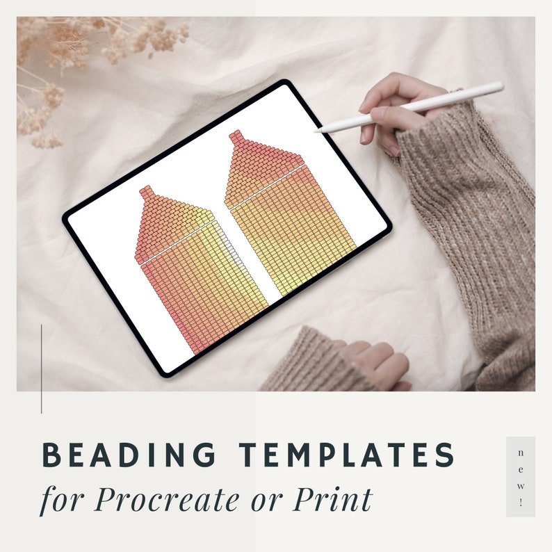 Single Brick Stitch Tablet Beading Templates, Procreate, Ibispaint X