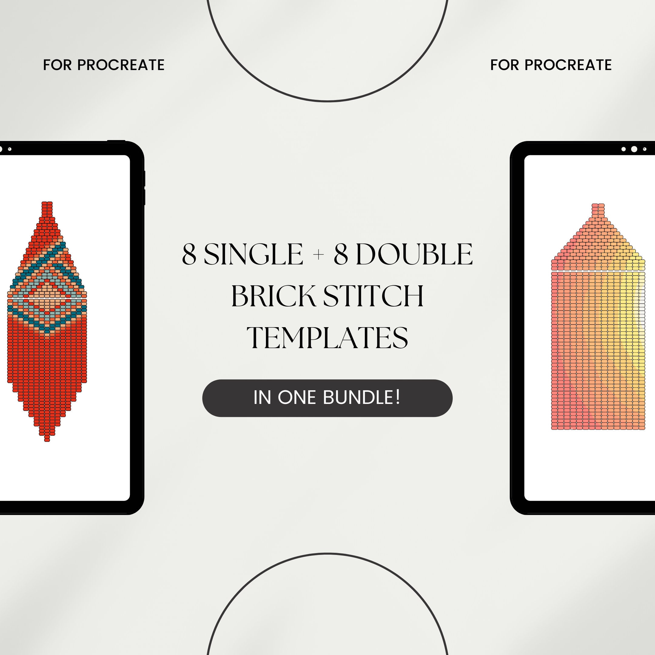 BUNDLE Single Double Brick Stitch Beading Templates for Tablet