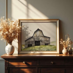 Barn Watercolor, barn picture, digital download country picture Barn watercolor Farmhouse wall art Rustic barn painting Country barn decor,
