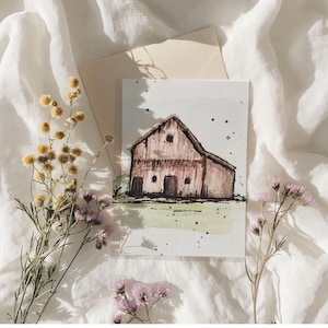 Barn Watercolor, barn picture, digital download country picture Barn watercolor Farmhouse wall art Rustic barn painting Country barn decor,