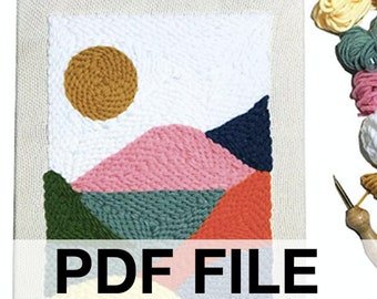 PDF FILE / Punch needle Sunrise pattern / Punch needle design / Hoop art / Rug hooking pattern / Oxford punch needle pattern