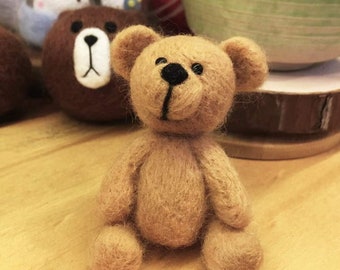 Teddy bear needle felting kit for beginners,pure Queensland 70S Fine Wool