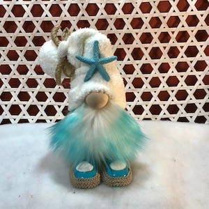 Beach Gnome | Blue Starfish Gnome | Seashells Gnome |  Gnome with Shoes | Tiered Tray Gnome | BeeDazzleWreaths