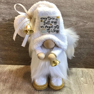 Handmade Christmas Angel Gnome | Every Time a Bell Rings An Angel Gets Its Wings | Its a Wonderful Life Angel Gnome | Tiered Tray Gnome