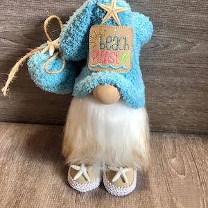 Beach Please Gnome | Coastal Beach Starfish Gnome | Beach Gnome with Shoes | Tiered Tray Gnome