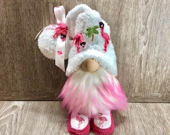 Flamingo Beach Gnome: Handmade Tiered Tray Decor