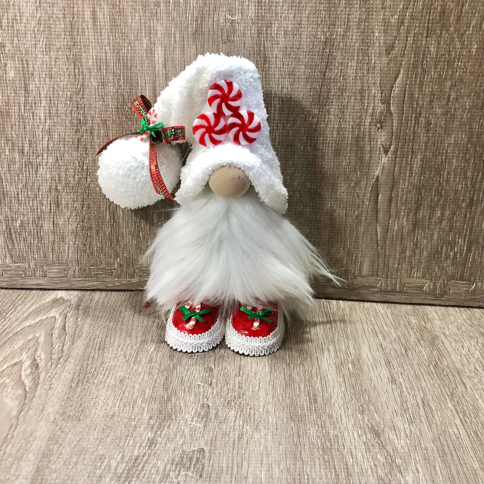 Peppermint Candy Cane Gnome Christmas Candy Gnome Gnome Etsy