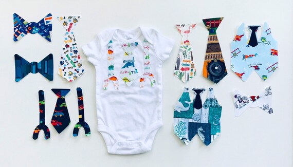 10 Baby Boy Ties Bow Ties Suspenders Bodysuit Decorating Etsy