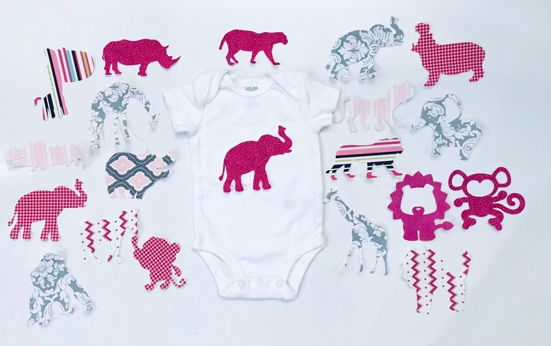bodysuit decorating kit baby girl shower 15 safari animal iron on appliqu\u00e9s baby shower baby shower kit baby shower