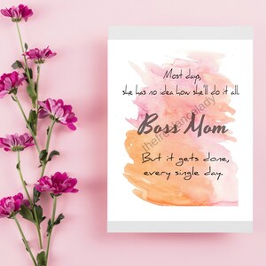 Boss Mom Printable Quote, Office Decor, Home Decor, Instant download, Motherhood, Motivational, Boss, Entrepreneurial,  Inspirational,  JPG,