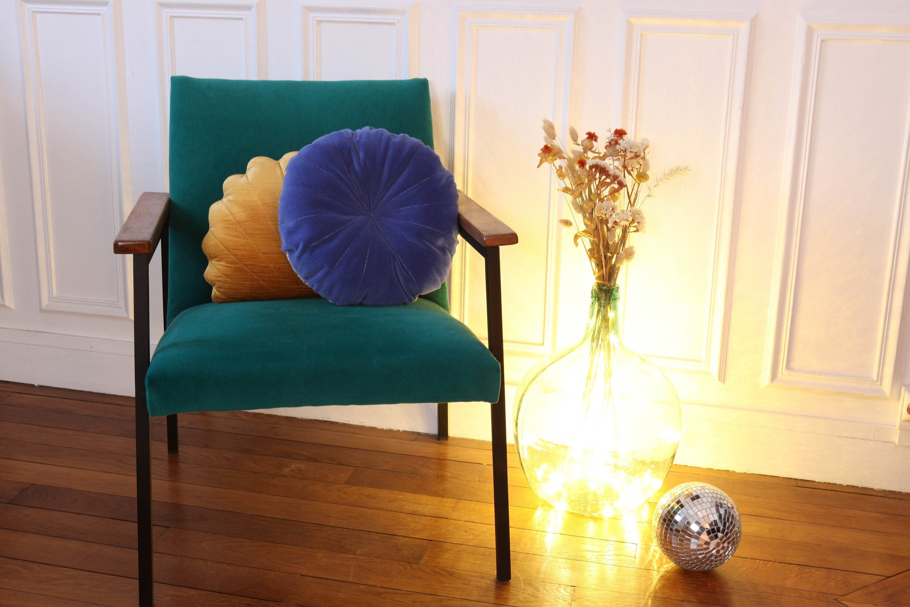 Coussin Rond Bleu Klein