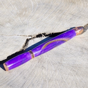 Perfume pen and stylus purple/gold glitter