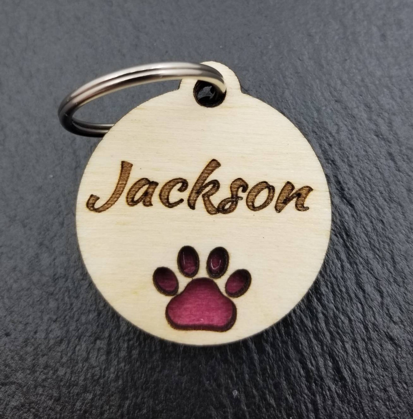 Dog Tag Pet ID Tags Personalized Wooden Laser Cut With a Etsy